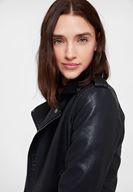 Bayan Siyah Biker Deri Ceket