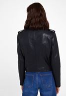 Bayan Siyah Biker Deri Ceket