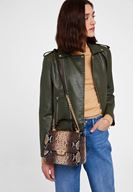 Bayan Yeşil Biker Deri Ceket