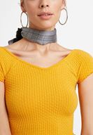 Bayan Turuncu Lastikli Crop Bluz