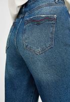 Bayan Mavi Yüksek Bel Paça Detaylı Mom Jean