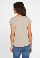 Bayan Krem Basic V Yaka Kısa Kollu Tişört