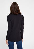 Bayan Siyah Bisiklet Yaka Pamuklu Tişört