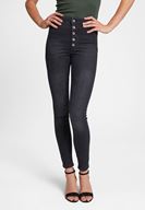 Bayan Siyah Çok Düğmeli Dar Paça Pantolon