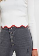 Bayan Gri Çok Düğmeli Dar Paça Pantolon