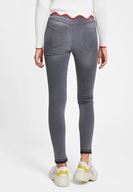 Bayan Gri Çok Düğmeli Dar Paça Pantolon