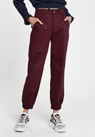 Bayan Bordo Paça Detaylı Cepli Bol Pantolon