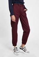 Bayan Bordo Paça Detaylı Cepli Bol Pantolon