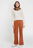 Bayan Kahverengi Cepli Yüksek Bel Pantolon