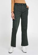 Bayan Yeşil Cepli Yüksek Bel Pantolon