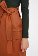 Bayan Kahverengi Kemer Detaylı Cepli Etek