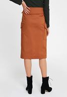 Bayan Kahverengi Kemer Detaylı Cepli Etek
