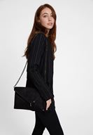 Bayan Siyah/Beyaz Yaka Detaylı Çizgili Ceket