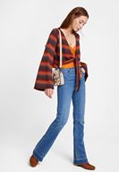 Bayan Turuncu İnce Askılı Dantel Detaylı Bluz