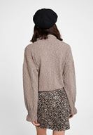 Bayan Bej Beli Büzgü Detaylı Sweatshirt