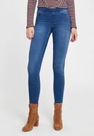 Bayan Mavi Lastikli Orta Bel Tayt Pantolon