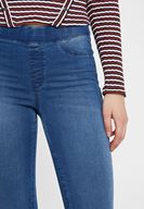 Bayan Mavi Lastikli Orta Bel Tayt Pantolon