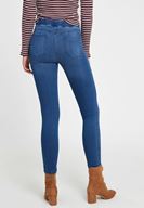 Bayan Mavi Lastikli Orta Bel Tayt Pantolon