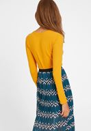 Bayan Turuncu Cut Out Detaylı Uzun Kollu Bluz