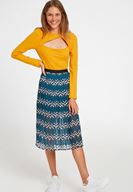 Bayan Turuncu Cut Out Detaylı Uzun Kollu Bluz