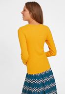 Bayan Turuncu Cut Out Detaylı Uzun Kollu Bluz