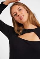 Bayan Siyah Cut Out Detaylı Uzun Kollu Bluz