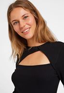 Bayan Siyah Cut Out Detaylı Uzun Kollu Bluz