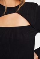 Bayan Siyah Cut Out Detaylı Uzun Kollu Bluz