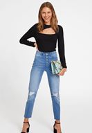 Bayan Siyah Cut Out Detaylı Uzun Kollu Bluz