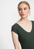 Bayan Yeşil V Yaka Yarım Kollu Basic