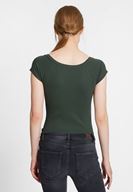 Bayan Yeşil V Yaka Yarım Kollu Basic