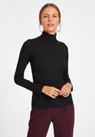 Bayan Siyah Boğazlı Uzun Kol Detaylı Triko