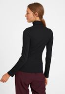 Bayan Siyah Boğazlı Uzun Kol Detaylı Triko