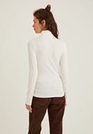 Bayan Krem Boğazlı Uzun Kol Detaylı Triko