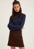 Bayan Lacivert Boğazlı Uzun Kol Detaylı Triko