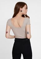 Bayan Krem Basic U Yaka Tişört