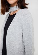 Bayan Gri Uzun Kollu Yaka Detaylı Hırka