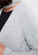 Bayan Gri Uzun Kollu Yaka Detaylı Hırka