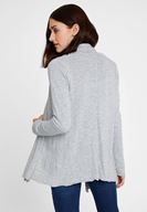 Bayan Gri Uzun Kollu Yaka Detaylı Hırka