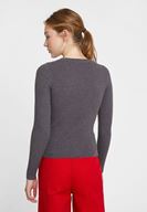 Bayan Gri Cut-Out Detaylı Uzun Kollu Triko