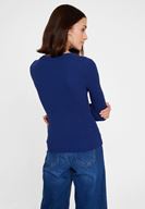 Bayan Lacivert Cut-Out Detaylı Uzun Kollu Triko