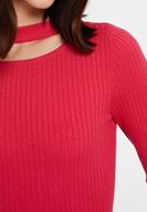 Bayan Pembe Cut-Out Detaylı Uzun Kollu Triko