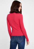 Bayan Pembe Cut-Out Detaylı Uzun Kollu Triko