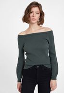 Bayan Yeşil Uzun Kollu Yakası Detaylı Triko