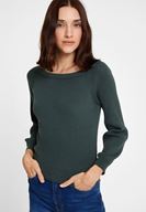 Bayan Yeşil Uzun Kollu Yakası Detaylı Triko