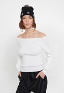 Bayan Krem Uzun Kollu Yakası Detaylı Triko