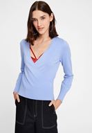 Bayan Mavi Uzun Kollu Kruvaze Triko