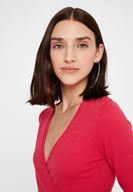 Bayan Pembe Uzun Kollu Kruvaze Triko