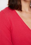 Bayan Pembe Uzun Kollu Kruvaze Triko