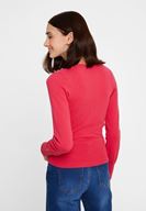 Bayan Pembe Uzun Kollu Kruvaze Triko